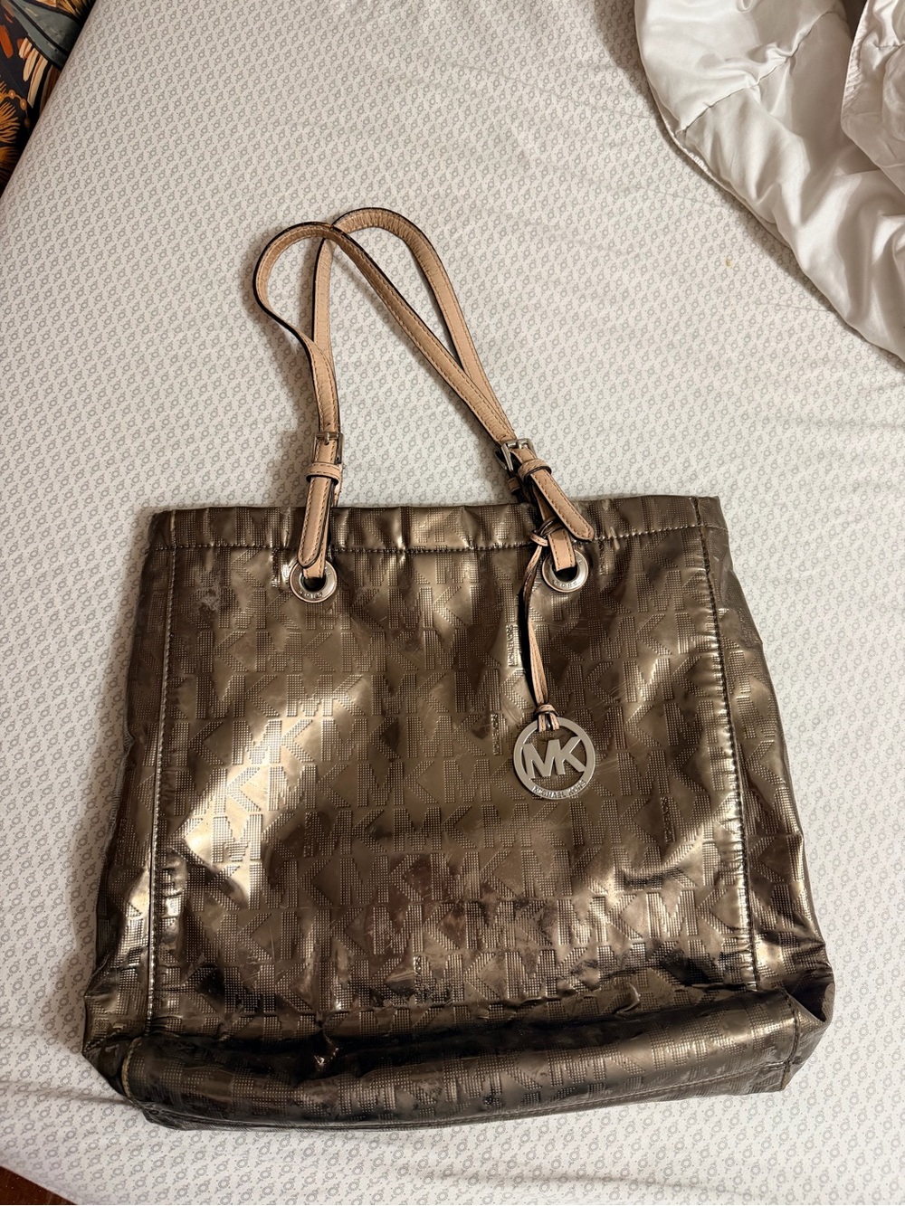 Michael Kors Metallic Gold Logo Tote Bag